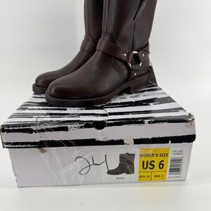 Dolce Vita Pondo Brown Moto Harness Boots Womens S 6 Faux Leather Biker Bootie